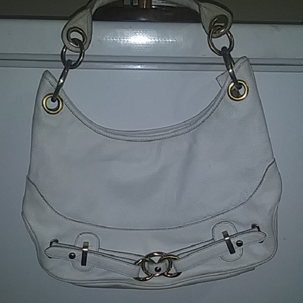 Not Rated White Shoulder Bag with Gold Accents